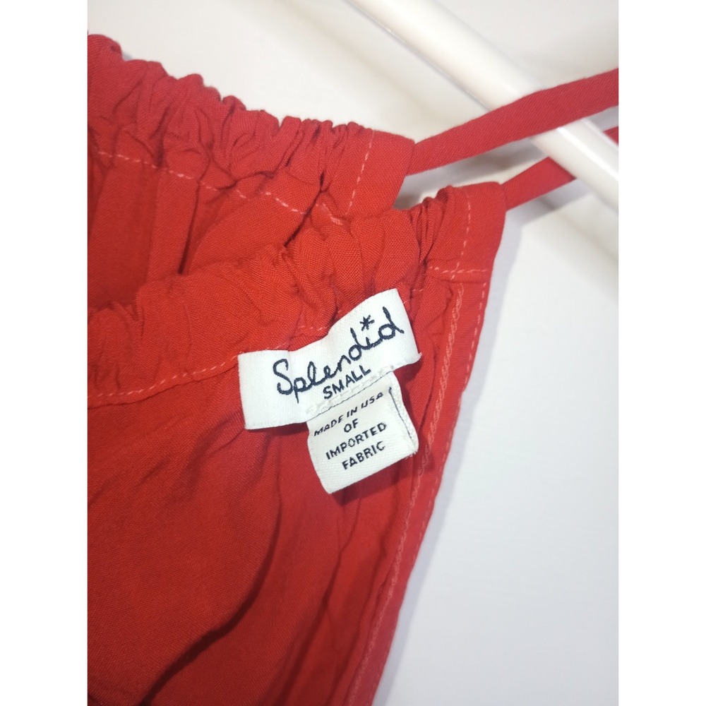 Splendid Orange Summer Dress Size Small Beach Drawstring Neckline Midi - Picture 3 of 12